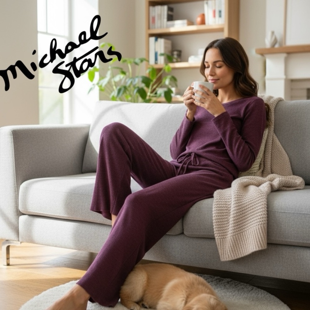 Michael Stars Plum Wideleg Lounge Pants (Size L)